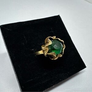 READ!! VINTAGE 10K GOLD PASTE FLOWER ESEMCO COCKTAIL RING SIZE 5.75, LEAF, 7.2g